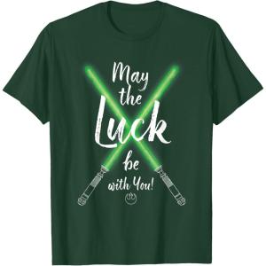 imageNEW Star Wars St Patricks Sabers May the Luck be with You TShirtDark Green