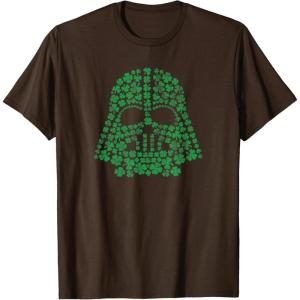 imageStar Wars Darth Vader Green Shamrocks St Patricks Day TShirtBrown