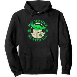 imageStar Wars St Patricks Day Grogu May The Luck Be With You Pullover HoodieBlack