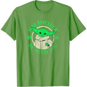 imageStar Wars St Patricks Day Grogu May The Luck Be With You TShirtGrass Green