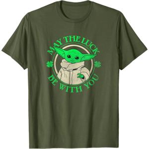 imageStar Wars St Patricks Day Grogu May The Luck Be With You TShirtOlive Green