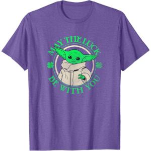 imageStar Wars St Patricks Day Grogu May The Luck Be With You TShirtPurple Heather
