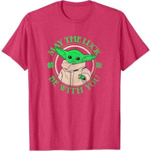 imageStar Wars St Patricks Day Grogu May The Luck Be With You TShirtRed Heather