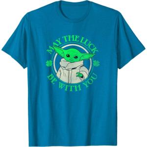 imageStar Wars St Patricks Day Grogu May The Luck Be With You TShirtSapphire Blue