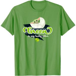 imageStar Wars The Mandalorian St Patricks Day Lucky Grogu TShirtGrass Green