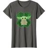 imageStar Wars Grogu Good Luck Charm Clover St Patricks Day TShirtAsphalt Grey