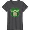 imageStar Wars Grogu Good Luck Charm Clover St Patricks Day TShirtDark Heather Grey