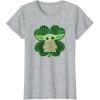 imageStar Wars Grogu Good Luck Charm Clover St Patricks Day TShirtHeather Grey