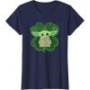 imageStar Wars Grogu Good Luck Charm Clover St Patricks Day TShirtNavy Blue