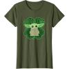imageStar Wars Grogu Good Luck Charm Clover St Patricks Day TShirtOlive Green