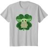imageStar Wars Grogu Good Luck Charm Clover St Patricks Day TShirtSilver Grey
