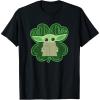 imageStar Wars Grogu Good Luck Charm Clover St Patricks Day TShirtBlack