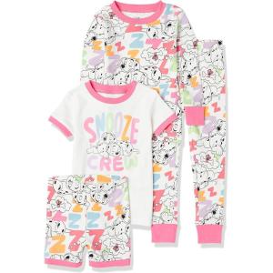 imageAmazon Essentials Disney  Marvel  Star Wars Babies Toddlers and Girls Pajama Set 4Piece Previously Spotted ZebraDalmatians Snooze