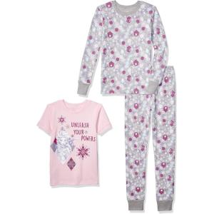 imageAmazon Essentials Disney  Marvel  Star Wars Babies Toddlers and Girls Pajama Set 4Piece Previously Spotted ZebraFrozen 2Snowflake