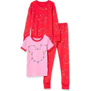 imageAmazon Essentials Disney  Marvel  Star Wars Babies Toddlers and Girls Pajama Set 4Piece Previously Spotted ZebraMickey Holiday