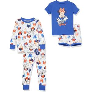 imageAmazon Essentials Disney  Marvel  Star Wars Babies Toddlers and Girls Pajama Set 4Piece Previously Spotted ZebraMinnie Bows