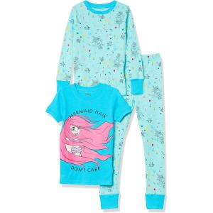 imageAmazon Essentials Disney  Marvel  Star Wars Babies Toddlers and Girls Pajama Set 4Piece Previously Spotted ZebraPrincess Mermaid Hair