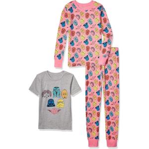 imageAmazon Essentials Disney  Marvel  Star Wars Babies Toddlers and Girls Pajama Set 4Piece Previously Spotted ZebraStar Wars Scribble