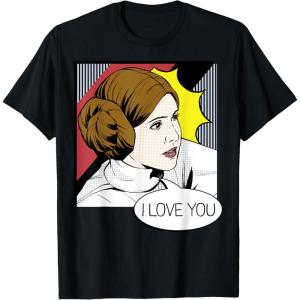 imageStar Wars Couple Valentines Leia I Love You Pop Art Disney TShirtBlack