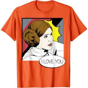 imageStar Wars Couple Valentines Leia I Love You Pop Art Disney TShirtOrange