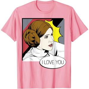 imageStar Wars Couple Valentines Leia I Love You Pop Art Disney TShirtPink