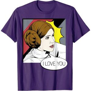 imageStar Wars Couple Valentines Leia I Love You Pop Art Disney TShirtPurple