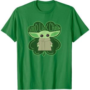 imageStar Wars Grogu Good Luck Charm Clover St Patricks Day TShirtKelly Green