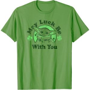 imageStar Wars St Patricks Day Grogu May Luck Be With You V2 TShirtGrass Green