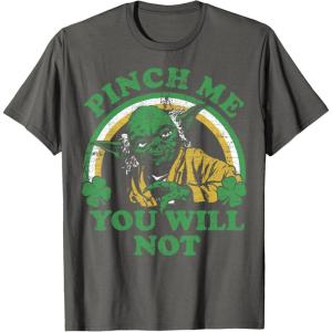 imageStar Wars St Patricks Day Yoda Pinch Me Rainbow TShirtAsphalt Grey