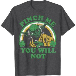 imageStar Wars St Patricks Day Yoda Pinch Me Rainbow TShirtDark Heather Grey