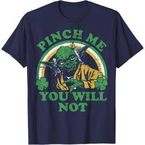 imageStar Wars St Patricks Day Yoda Pinch Me Rainbow TShirtNavy Blue