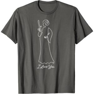 imageStar Wars Princess Leia I Love You Couples Valentines Day TShirtAsphalt Grey