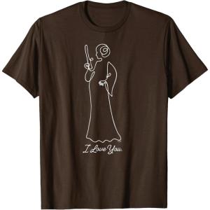 imageStar Wars Princess Leia I Love You Couples Valentines Day TShirtBrown