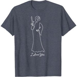 imageStar Wars Princess Leia I Love You Couples Valentines Day TShirtHeather Blue