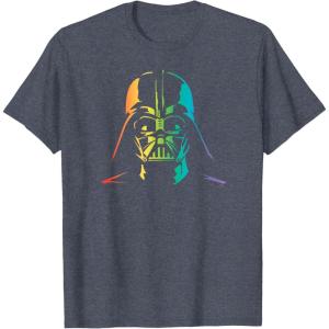 imageStar Wars Darth Vader Gradient Rainbow Pride TShirtHeather Blue