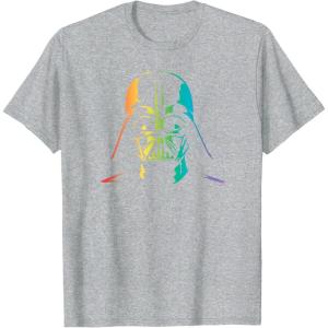 imageStar Wars Darth Vader Gradient Rainbow Pride TShirtHeather Grey