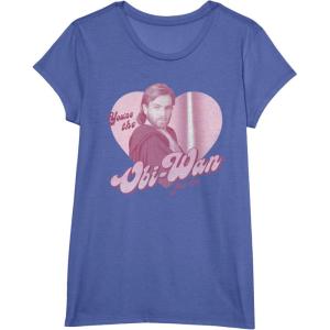 imageStar Wars ObiWan For Me Heart Portrait TShirtBright Blue Heather