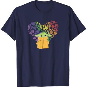 imageStar Wars The Mandalorian The Child Rainbow Hearts TShirtNavy Blue