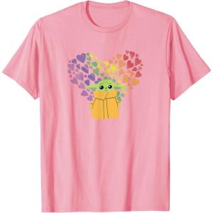 imageStar Wars The Mandalorian The Child Rainbow Hearts TShirtPink