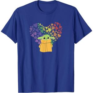imageStar Wars The Mandalorian The Child Rainbow Hearts TShirtRoyal Blue