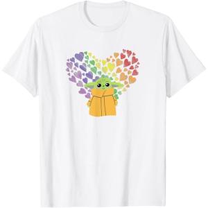 imageStar Wars The Mandalorian The Child Rainbow Hearts TShirtWhite