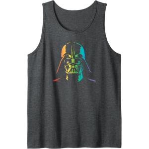 imageStar Wars Darth Vader Gradient Rainbow Pride Tank TopDark Heather Grey