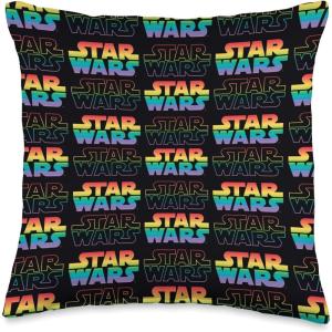 imageStar Wars Logo Gradient Rainbow Black Throw Pillow16x16