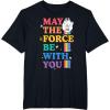 imageStar Wars Pride May The Force Be With You Rainbow Falcon TShirtBlack