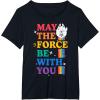 imageStar Wars Pride May The Force Be With You Rainbow Falcon TShirtBlack