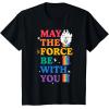 imageStar Wars Pride May The Force Be With You Rainbow Falcon TShirtBlack