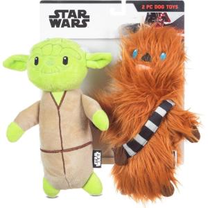 imageStar Wars 2piece Multipack Dog Toys  Yoda ampamp Chewbacca Bobo Style Squeaky Plush Dog Toys