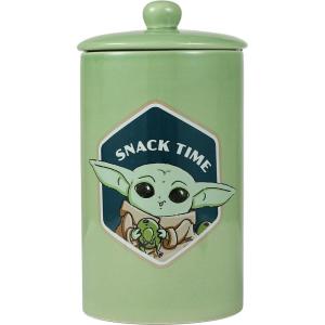 imageStar Wars for Pets The Mandalorian Snack Time Dog Treat Jar  10 x 5 Ceramic Dog Treat Jar with Lid Dishwasher Safe Baby Yoda Green Dog Food Storage Container  Baby Yoda Treat Jar10 x 5