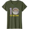 imageStar Wars The Mandalorian The Child Kids 10th Birthday TShirtOlive Green