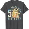 imageStar Wars BB8 ampamp DO Rolling Into My 5th Birthday TShirtDark Heather Grey